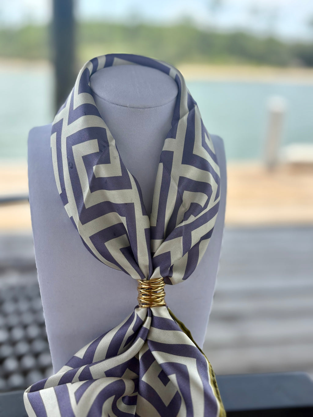 Greek Key Silk Scarf