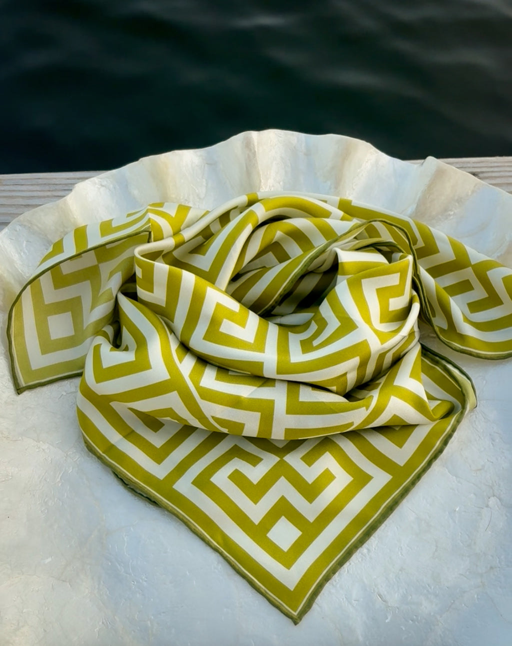 Greek Key Silk Scarf
