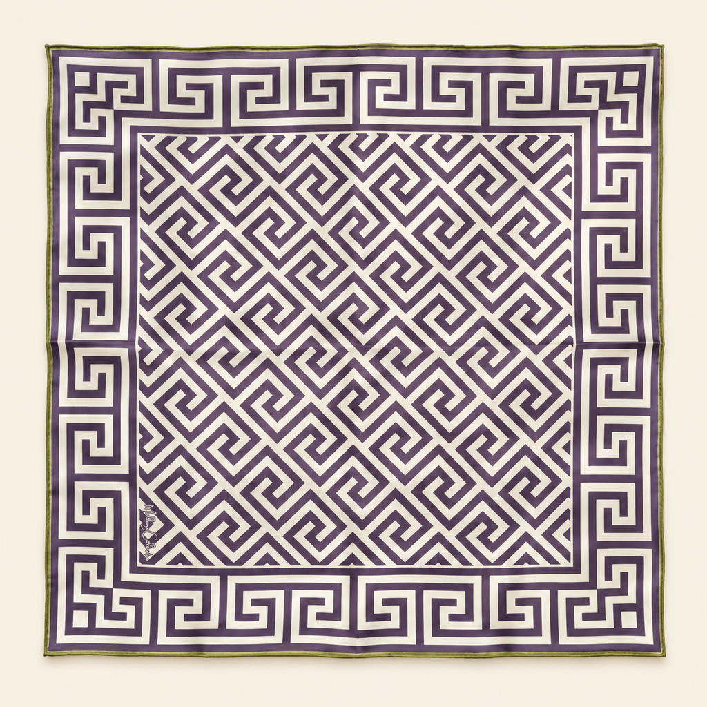 Greek Key Silk Scarf