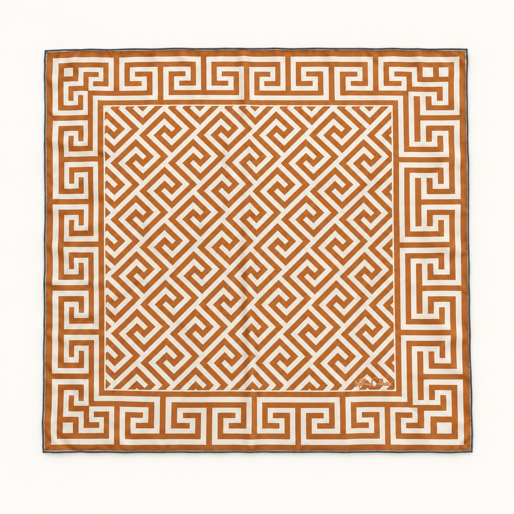 Greek Key Silk Scarf