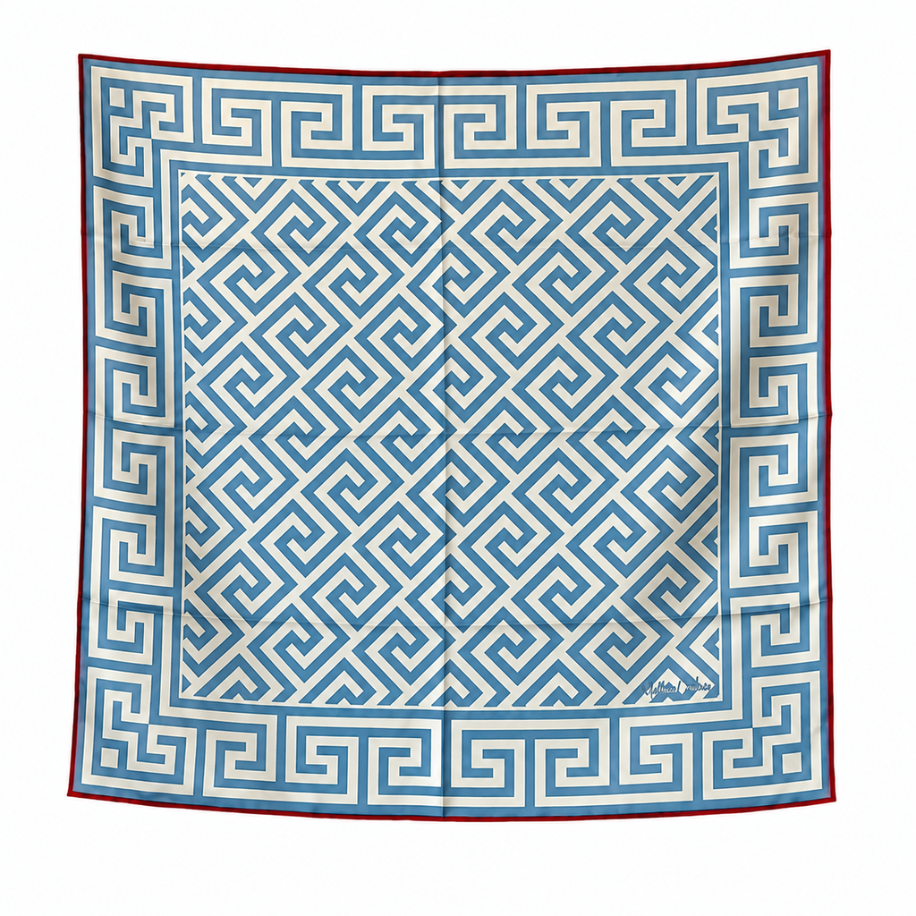 Greek Key Silk Scarf