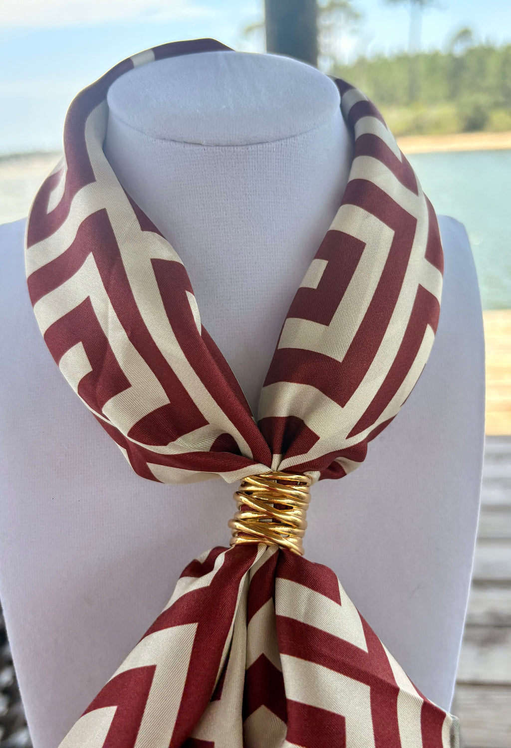 Greek Key Silk Scarf