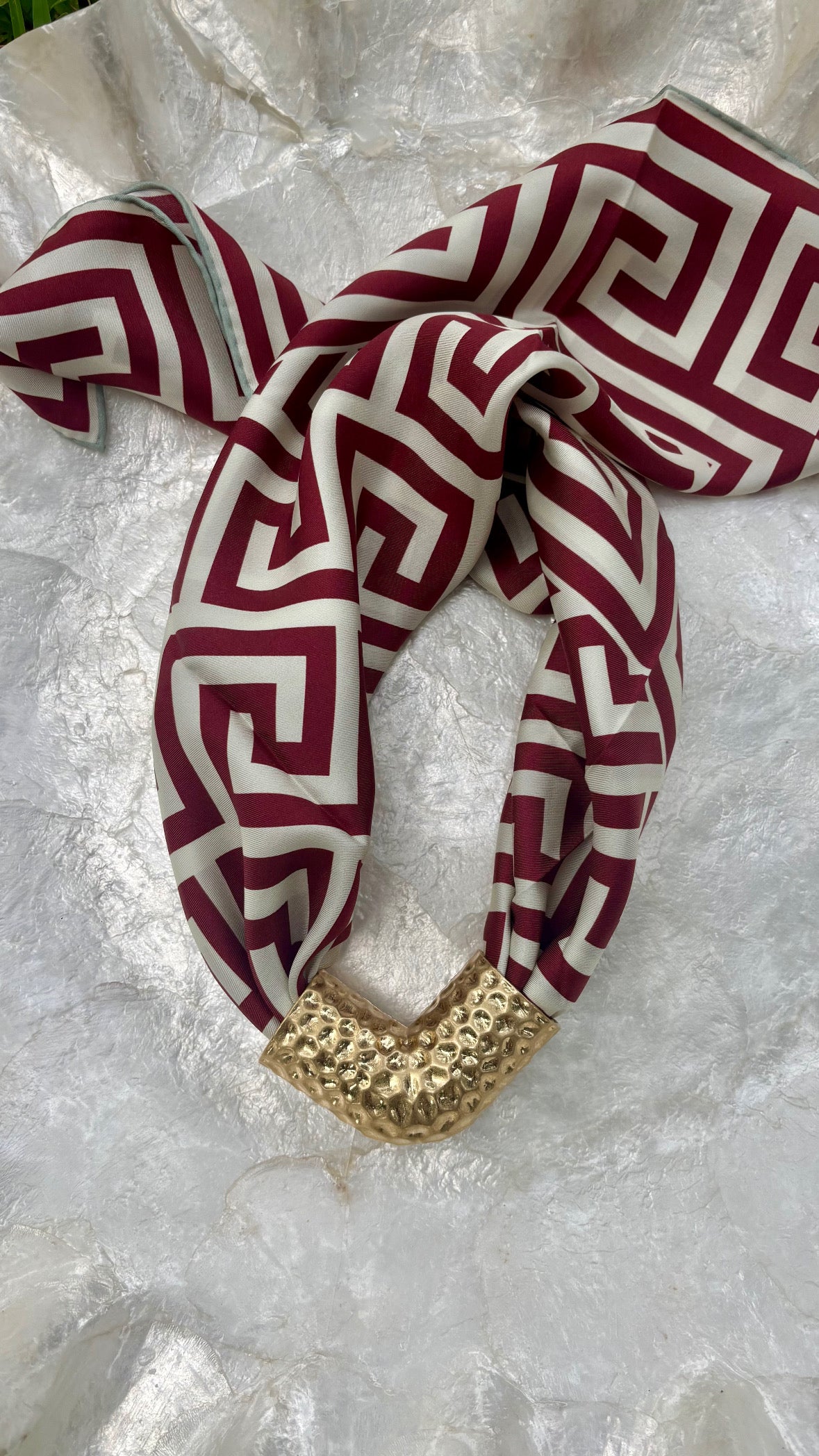 Greek Key Silk Scarf