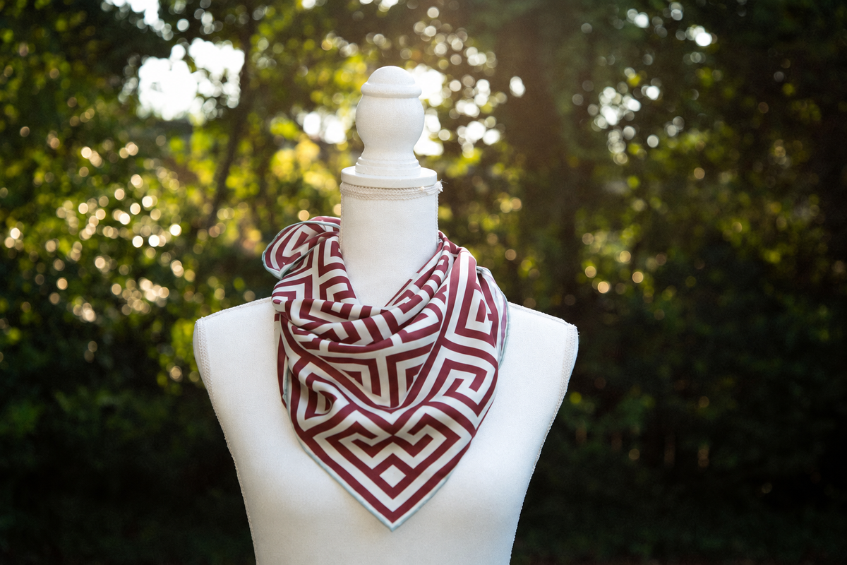 Greek Key Silk Scarf