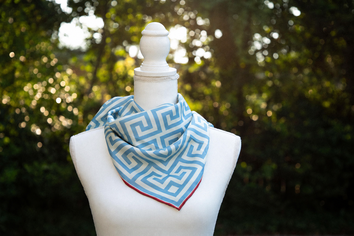 Greek Key Silk Scarf