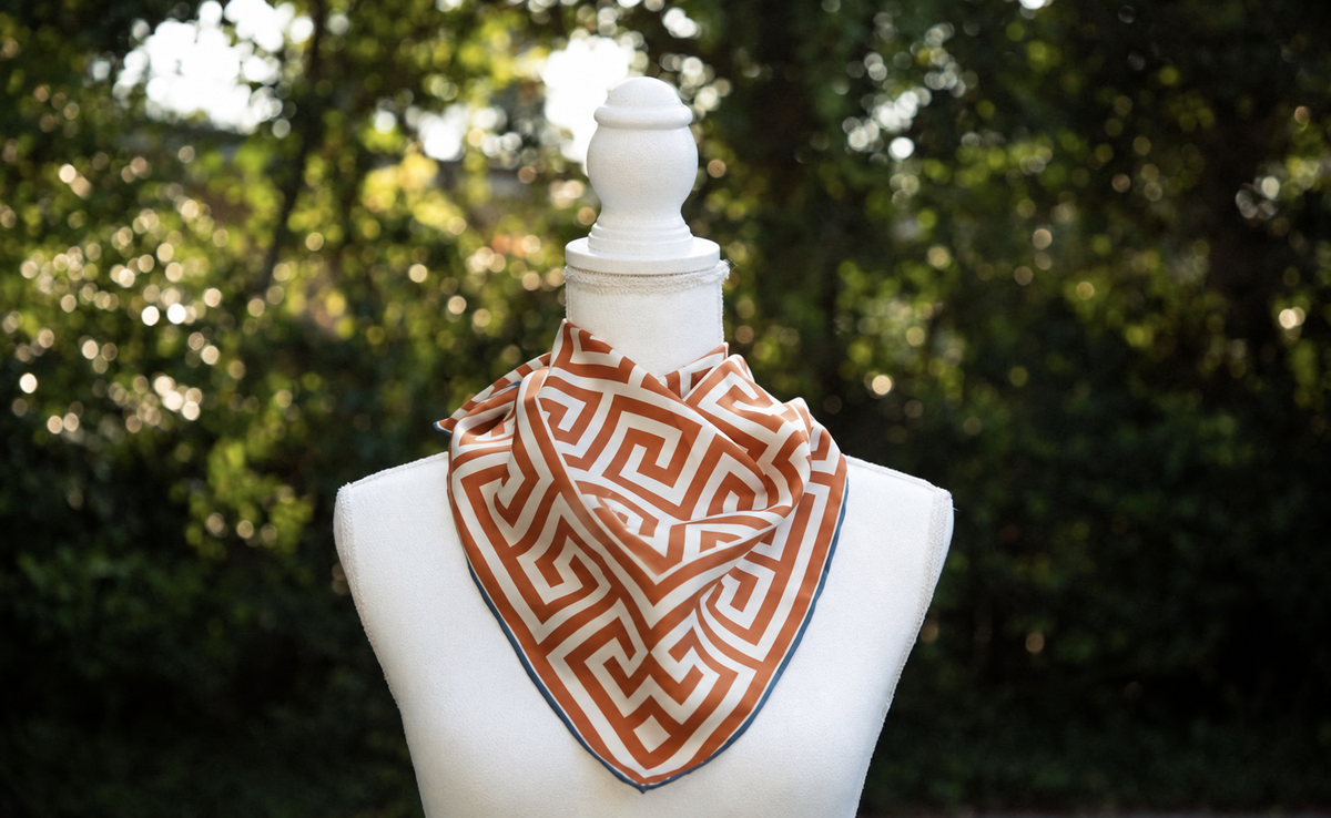 Greek Key Silk Scarf
